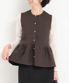 裾ペプラム前開きニットジレ