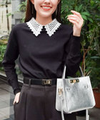 襟レース2WAYプルオーバーニット