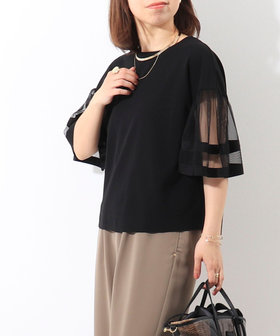 tシャツ カットジョーゼット袖レースブラウス レディース カットジョーゼット袖レースブラウス（5-0807-2-03-001）｜MICO