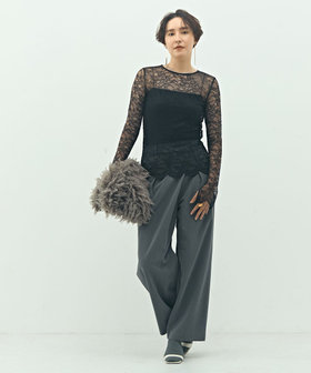 ウォッシャブルラッセルレースTブラウス（5-0030-6-01-001