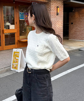 再入荷決定！/新色登場】FR刺繍ケーブル柄ポケ付きニットプル