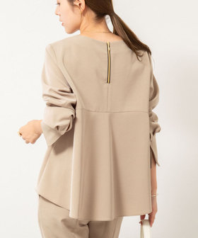 《セットアップ対応》ウォッシャブルストレッチギャババックフレアブラウス