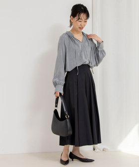 【未使用タグ付き】NOLLEY'S ウォッシャブルタックフレアシアースカート セットアップ対応》ウォッシャブルタックフレアシアースカート