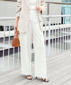 ウォッシャブルドライツイルワイドパンツ