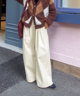 【MAQWEL/マクウェル】ウォッシャブルタックワイドパンツ