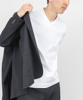 ［WEB限定 TIME SALE！］《ビジカジ対応》シルケットスムース VネックドレスTシャツ 26SS