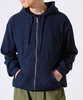 ［WEB限定 SPECIAL SALE！］【レイヤードに最適】起毛ワッフル 裾ドロストジップパーカー