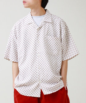 【選べる6柄】オールオーバーパターン 半袖オープンカラーシャツ