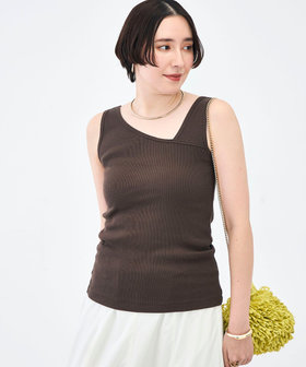 ウォッシャブルプレミアムテレコアシメ2WAYタンク