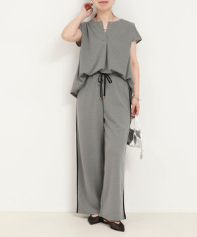 ブラウス シャツ 「セット商品」カットジョーゼット杢　ブラウス＋パンツ（セットアップ） レディース セット商品》カットジョーゼット杢 ブラウス＋パンツ