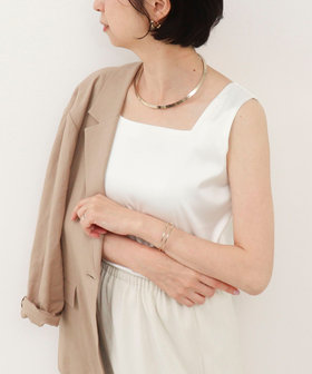 スクエアネックサテンドッキングタンクトップ