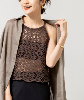 ウォッシャブルクロッシェレースアメスリタンクトップ