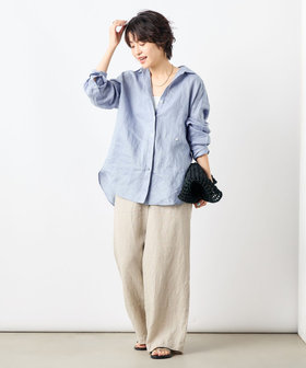 美品 2024 ノーリーズ MYSTANDARD リネン2WAYshortシャツ NOLLEY'S（ノーリーズ）の「MY STANDARD リネン2WAY shortシャツ