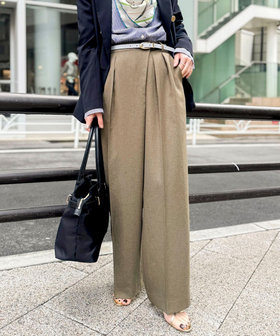 ウォッシャブルラップ風ワイドパンツ