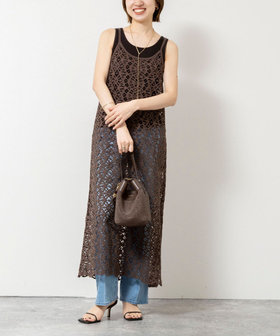 ウォッシャブルクロッシェレースキャミワンピース