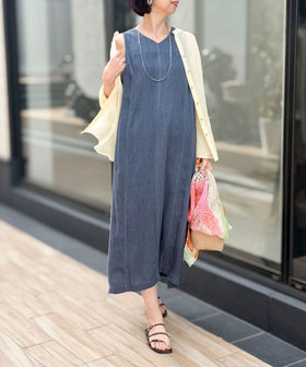 シアーデニムパネルワンピース