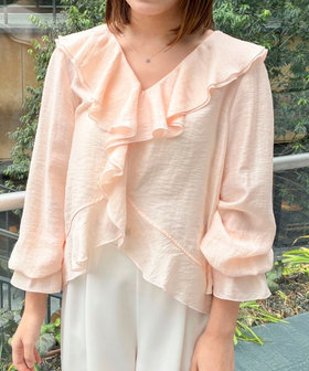 ウォッシャブルシアーラッフル羽織りブラウス