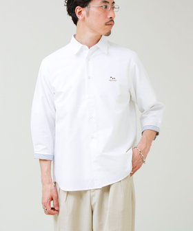 【フレブル刺繍】七分袖シャツ ストライプ/無地