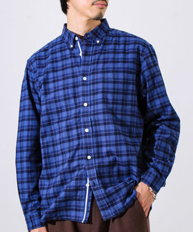 【ビジカジ対応】ニットテープ ボタンダウンネルシャツ