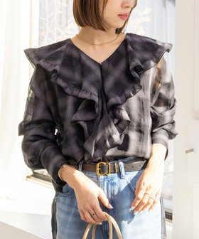 ウォッシャブルラッフルカラーブラウス