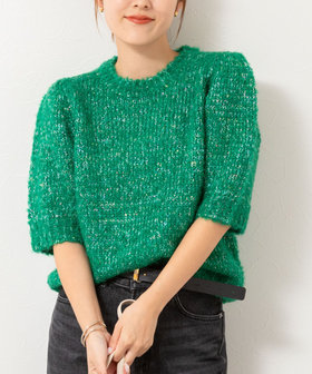 モヘアスパンコール半袖ニット