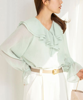 ウォッシャブルラッフルカラーブラウス