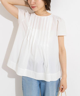 《撥水/セットアップ対応》ウォッシャブルアクティブストレッチタックブラウス