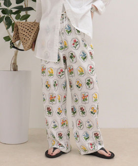 エンブロイダリーギャザーパンツ