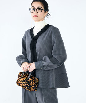 《セットアップ対応》ウォッシャブル衿プリーツペプラムブラウス