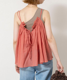 【WALANCE/ワランス】natural dye sheer cotton check gather camisole