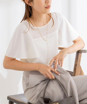 WEB限定 SPECIAL SALE！］《接触冷感》ウォッシャブルシアー切替ツイル NOLLEY'S ウォッシャブルシアー切替ツイルブラウス