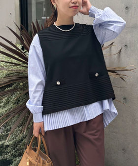 《セットアイテム》ベスト＋ストライプブラウスSET