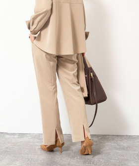 《セットアップ対応》ウォッシャブルストレッチギャババックスリットパンツ