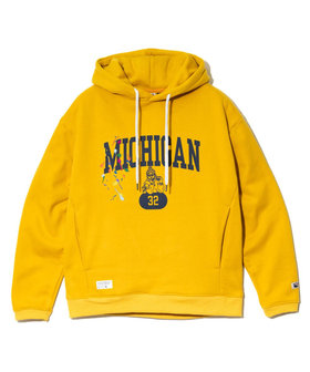 【Duckster/ダックスター】ペンキ飛ばし刺繍×カレッジロゴフーディー