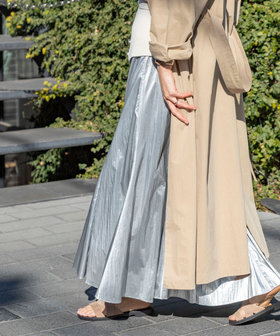 45th limited editionウォッシャブルメタリックマチ入りマキシスカート