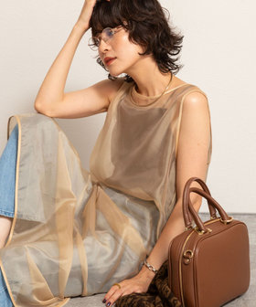 【MAQWEL/マクウェル】ウォッシャブルオーガンジーワンピース