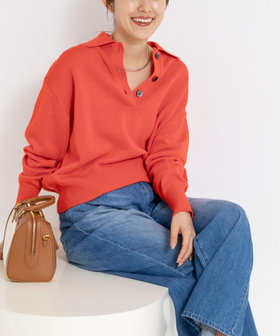 《手洗い可能》ギマコットンポロ襟プルオーバー