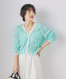 新品☆NOLLEY'S カットフリンジ2WAYカーディガン オフホワイト セール 30%OFF】《手洗い可能》カットフリンジ2WAYカーディガン