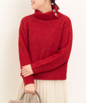 ヤクウール鹿の子編タートルネックニット