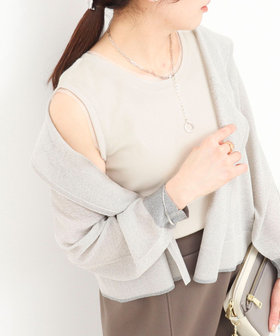 ラメテレコ×チュールタンクトップ