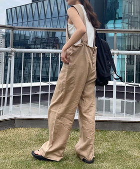 GEVACO】コットンリネンのワイルドシルエットのサロペット