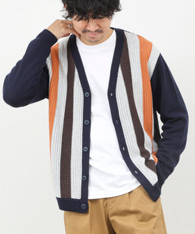 ウォッシャブル 抗菌加工 フロントストライプ 7Gカーディガン 25AW（5