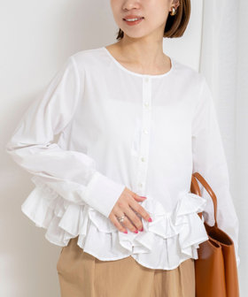 【WEB限定】ウォッシャブルペプラムフリル2WAYブラウス