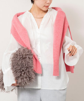 ウォッシャブルシアーコットンフリル襟ブラウス