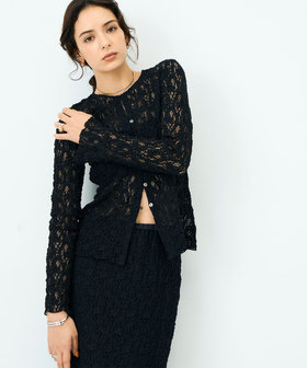 ウォッシャブルストレッチレースカーディガン