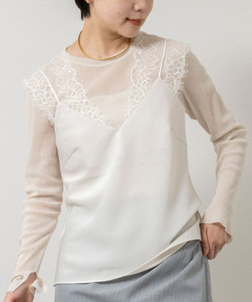 ウォッシャブルVIN-SATIN WITH LACE CAMI