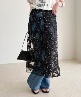 フラワーモチーフレイヤードスカート