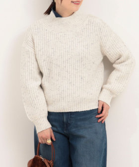 ラメホイルフレンチモックネックプルオーバーニット