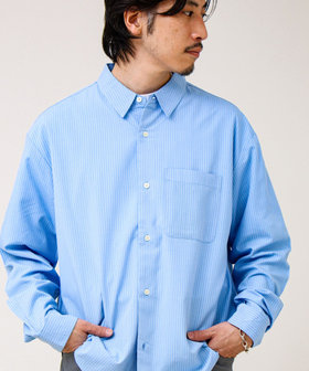 【ストライプ/無地】レーヨン混 レギュラーカラーシャツ