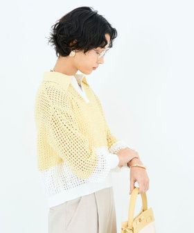 《手洗い可能》テープメッシュ編ポロプルオーバー